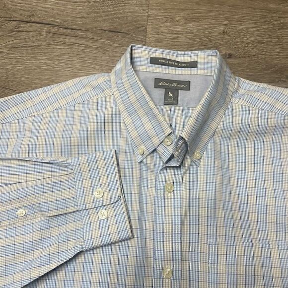 Eddie Bauer Shirts Mens Sz Large Lot Of 3 Relaxed Fit Wrinkle Free Dress Blue Ch - Picture 2 of 16
